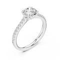 Round Moissanite Diamond Pavé Engagement Ring in 10k White Gold