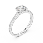 Round Moissanite Diamond Pavé Engagement Ring in 10k White Gold