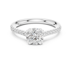 Round Moissanite Diamond Pavé Engagement Ring in 10k White Gold