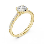 Round Moissanite Diamond Pavé Engagement Ring in 10k White Gold