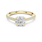 Round Moissanite Diamond Pavé Engagement Ring in 10k White Gold