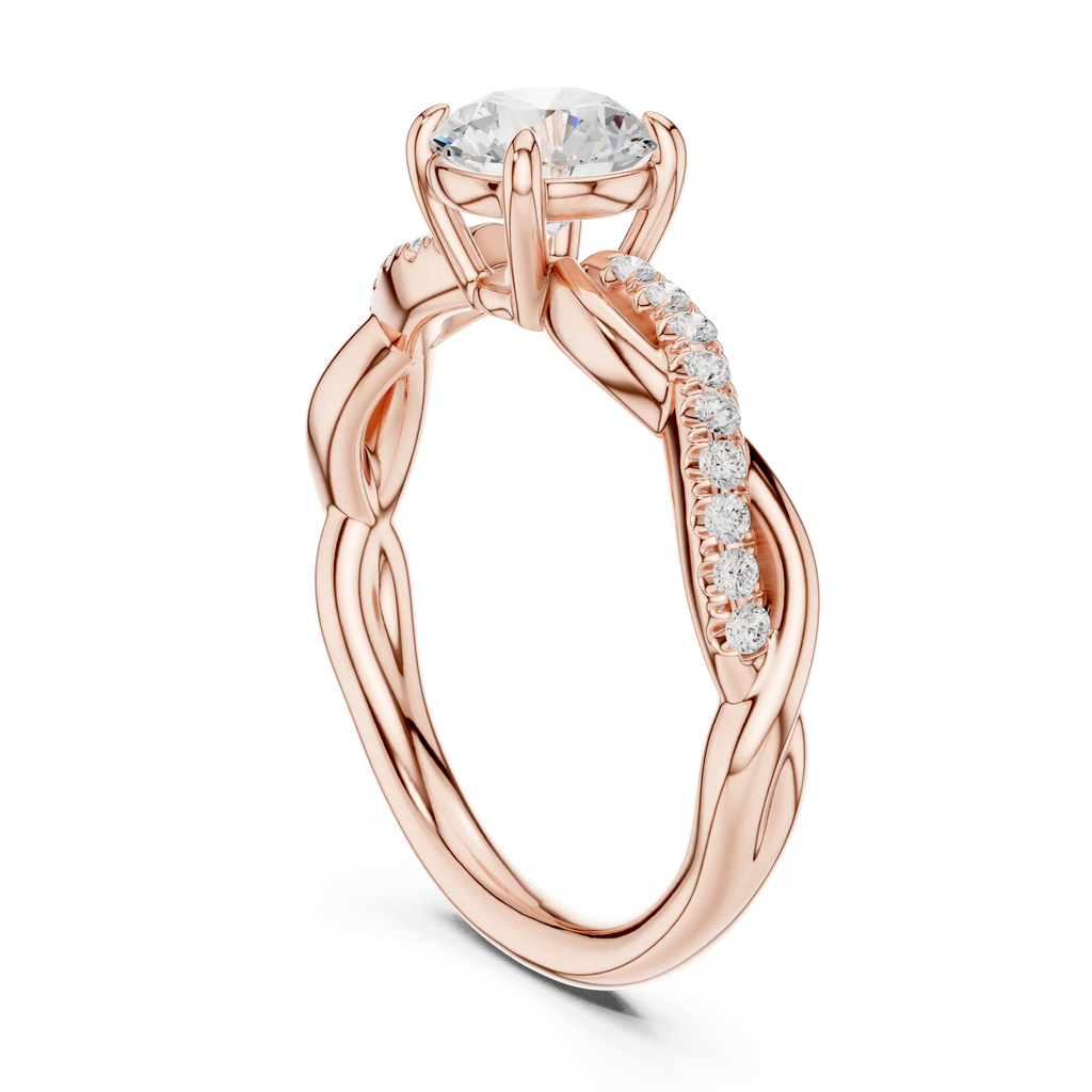 Round Diamond Multi-Stone Engagement Ring in 14k Rose Gold