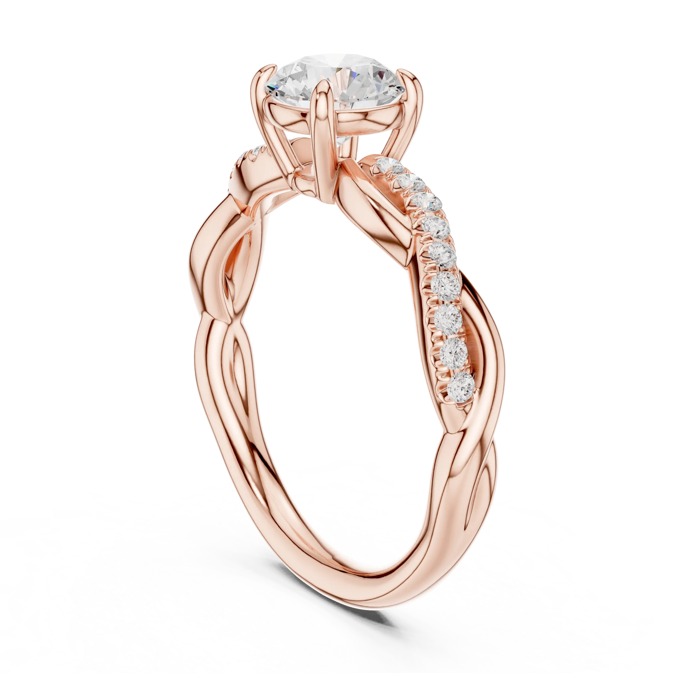 Round Diamond Multi-Stone Engagement Ring in 14k Rose Gold