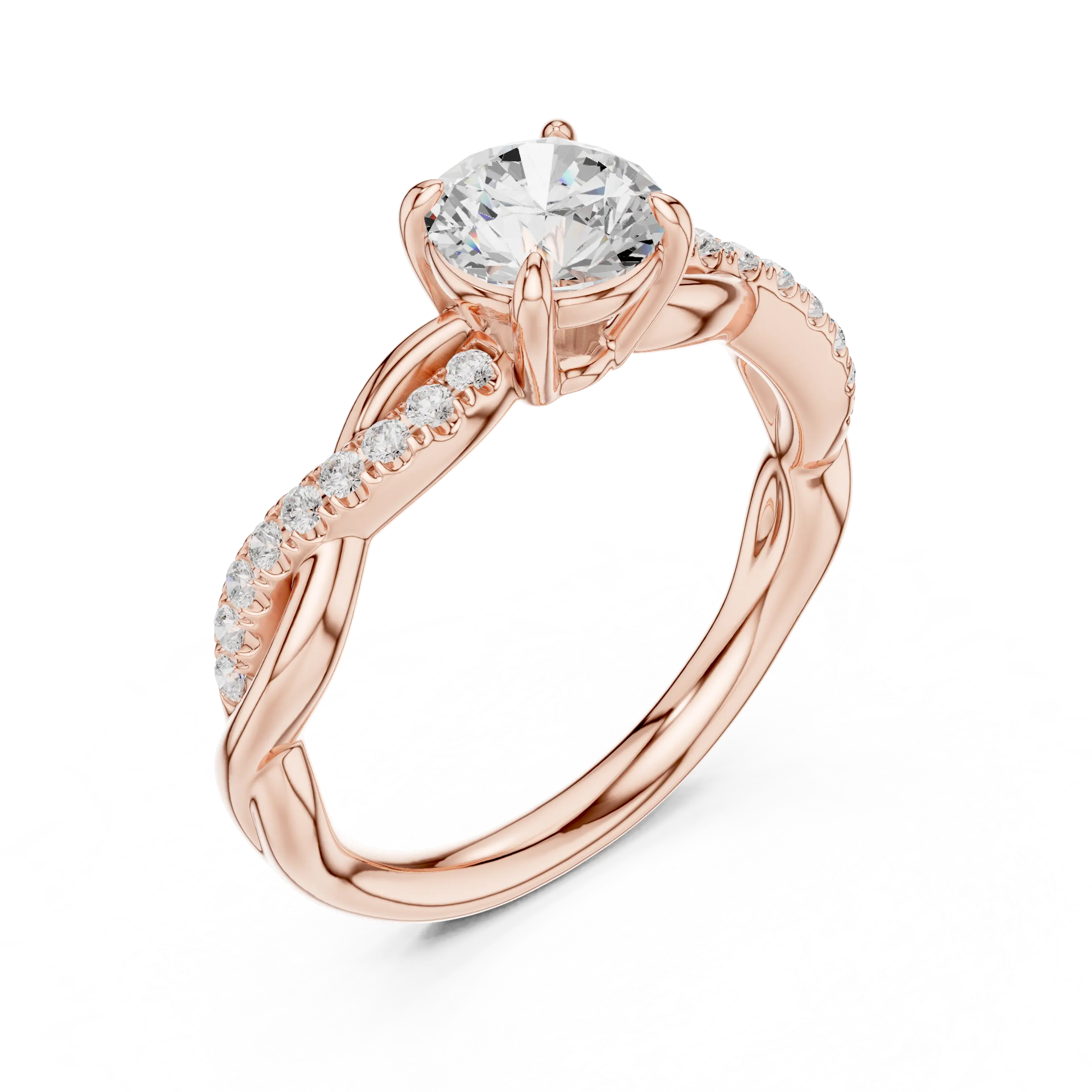 Round Diamond Multi-Stone Engagement Ring in 14k Rose Gold