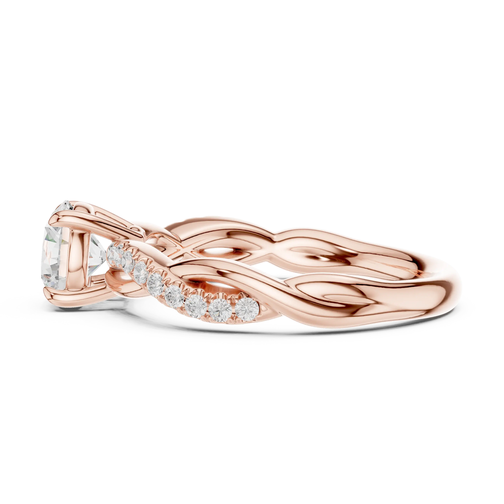 Round Diamond Multi-Stone Engagement Ring in 14k Rose Gold