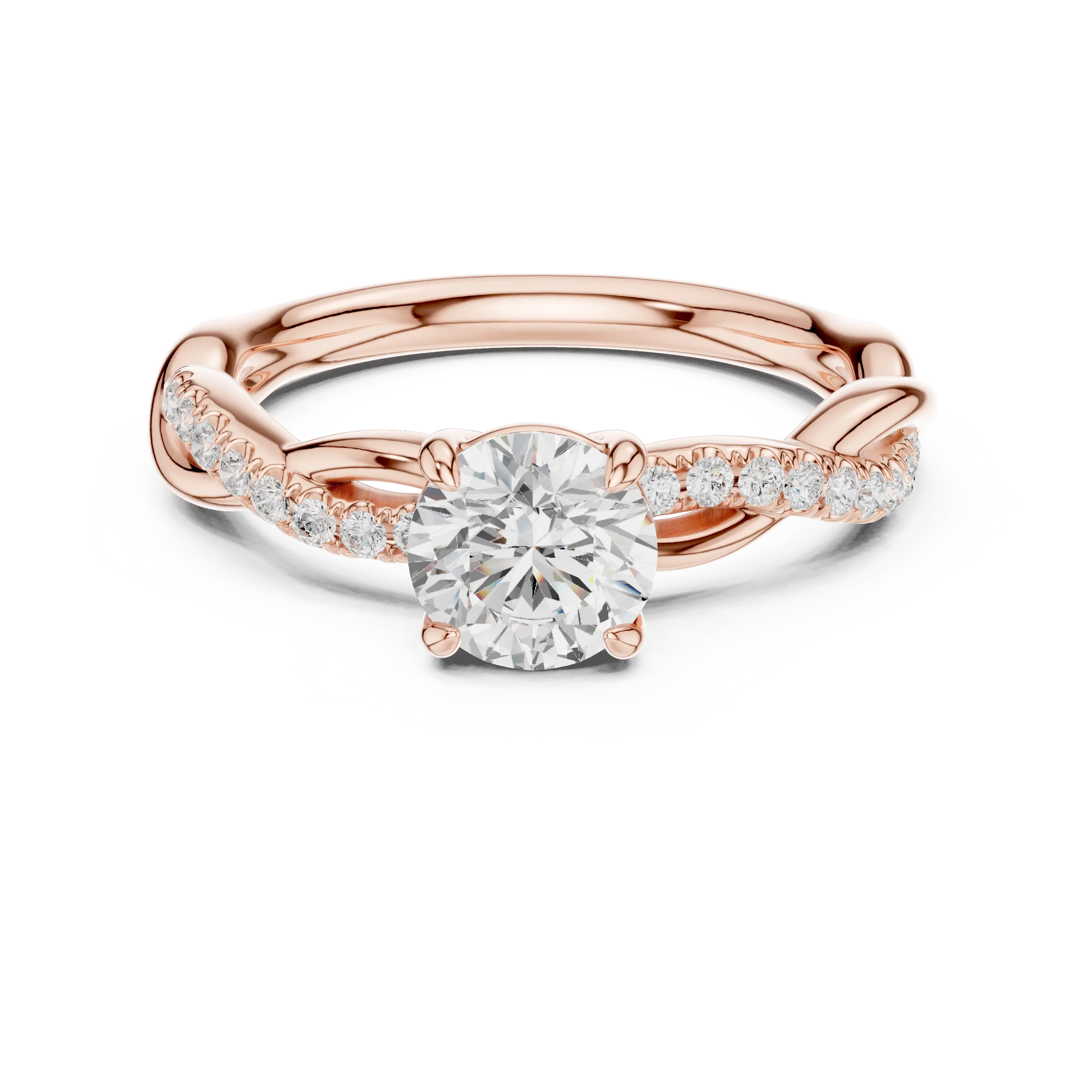 Round Diamond Multi-Stone Engagement Ring in 14k Rose Gold