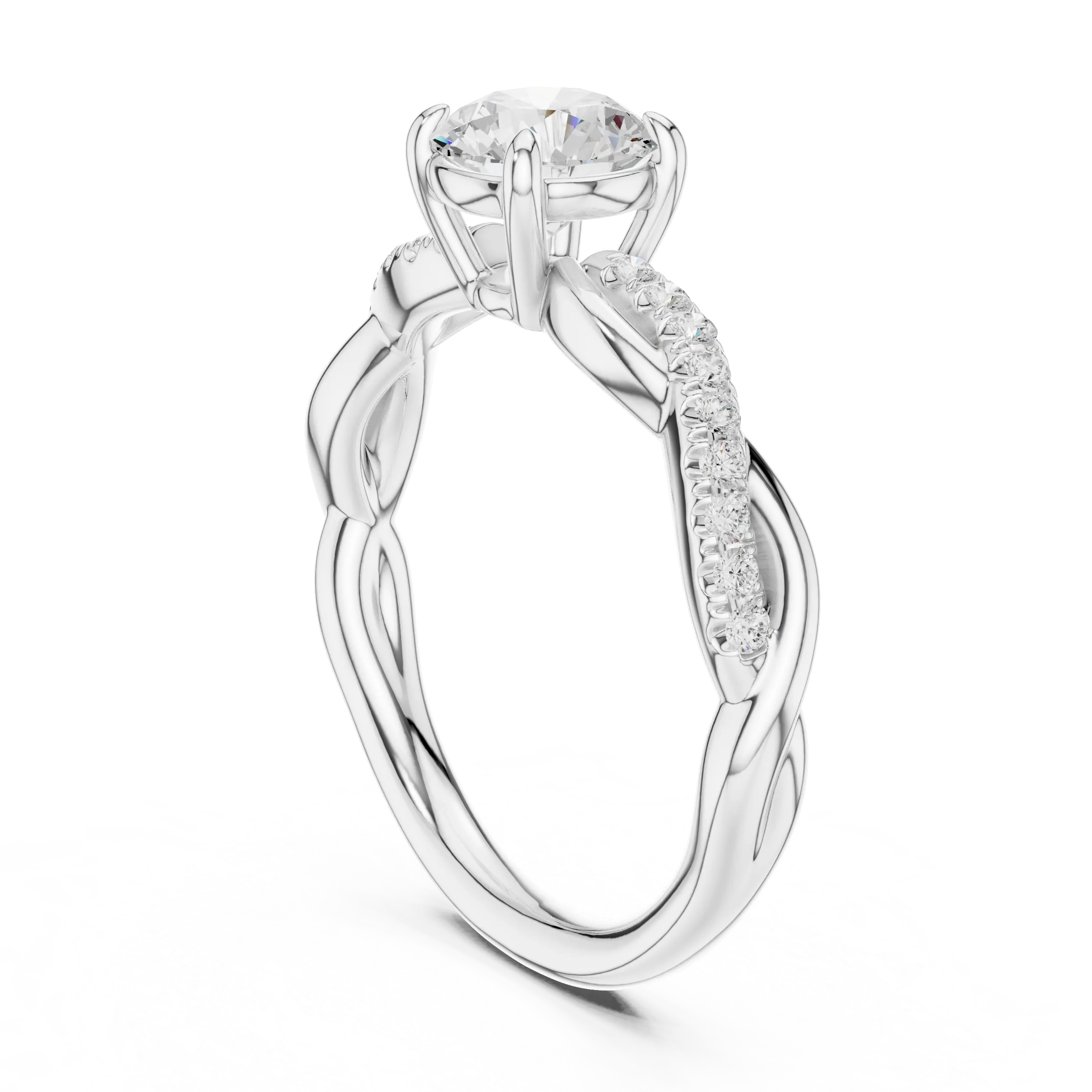 Round Diamond Multi-Stone Engagement Ring in 14k Rose Gold