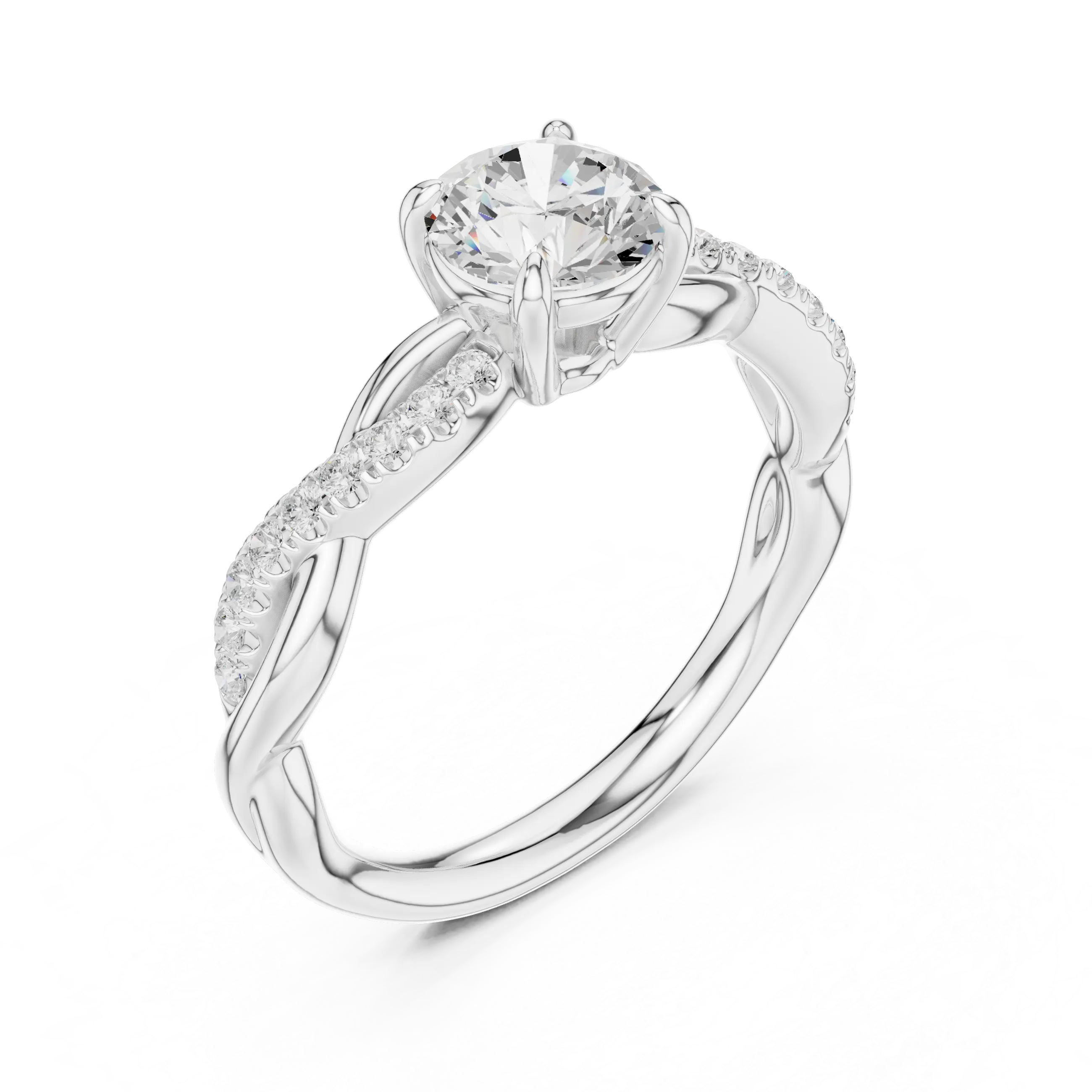 Round Diamond Multi-Stone Engagement Ring in 14k Rose Gold