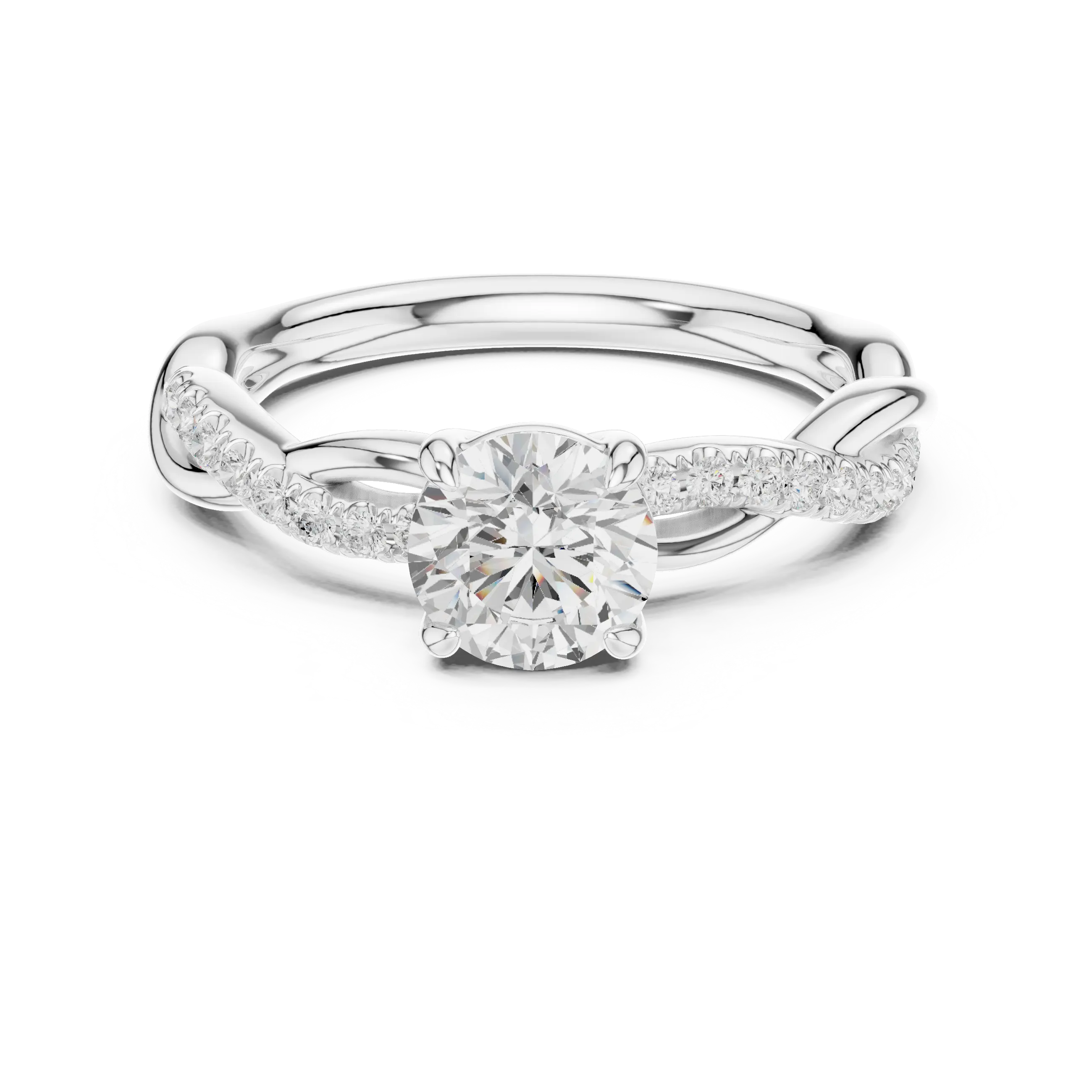 Round Diamond Multi-Stone Engagement Ring in 14k Rose Gold