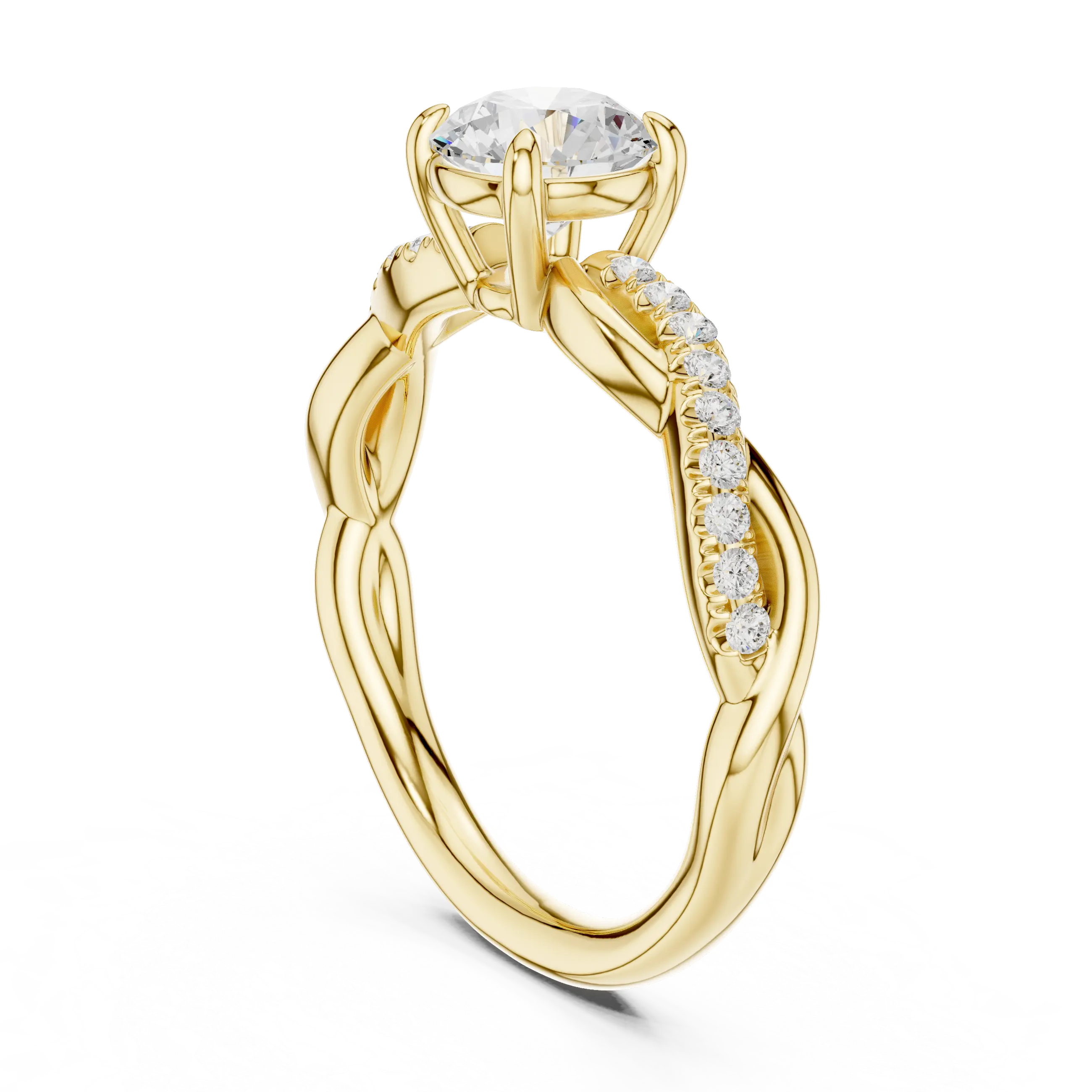 Round Diamond Multi-Stone Engagement Ring in 14k Rose Gold