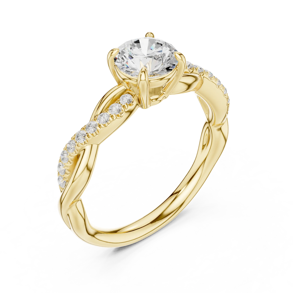 Round Diamond Multi-Stone Engagement Ring in 14k Rose Gold