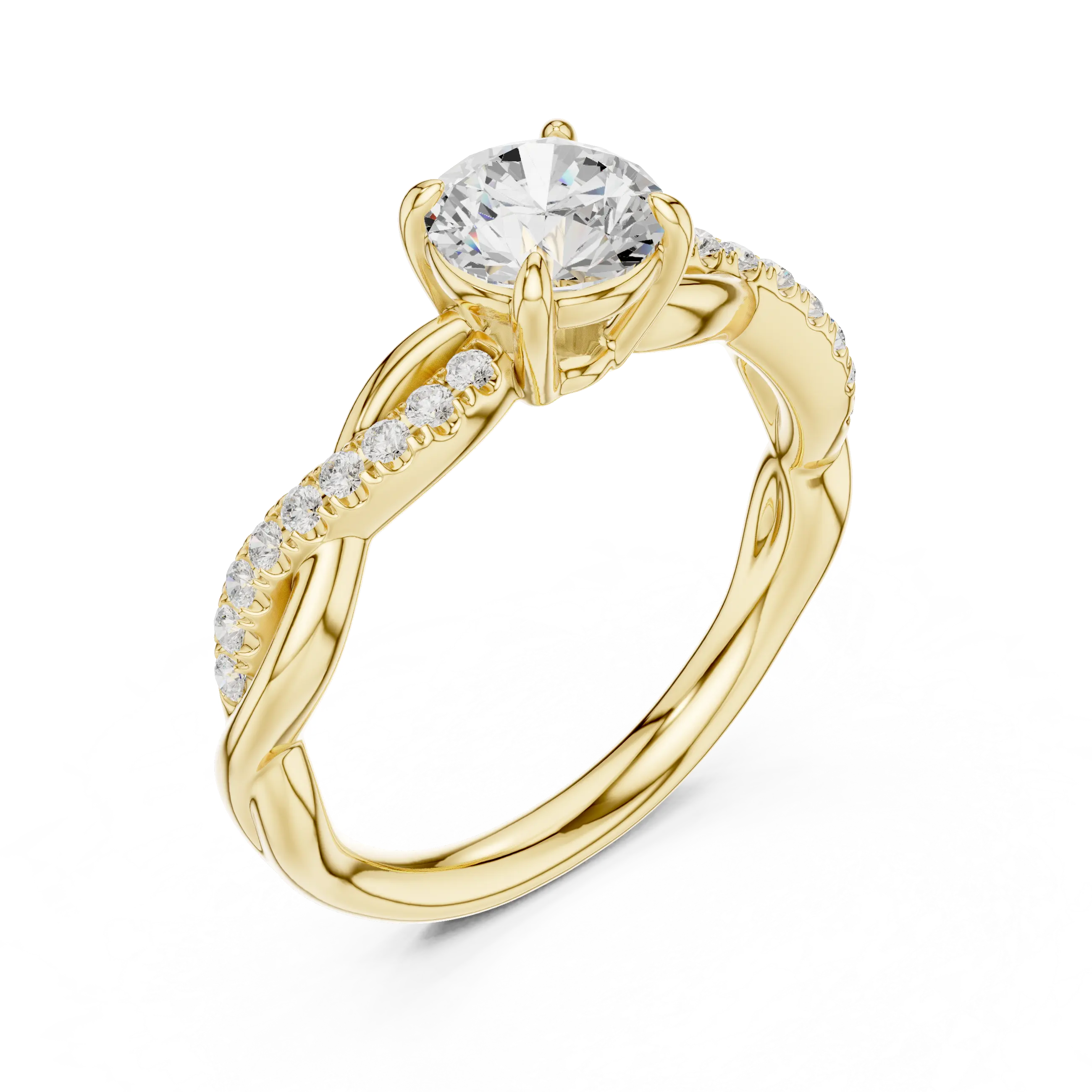 Round Diamond Multi-Stone Engagement Ring in 14k Rose Gold
