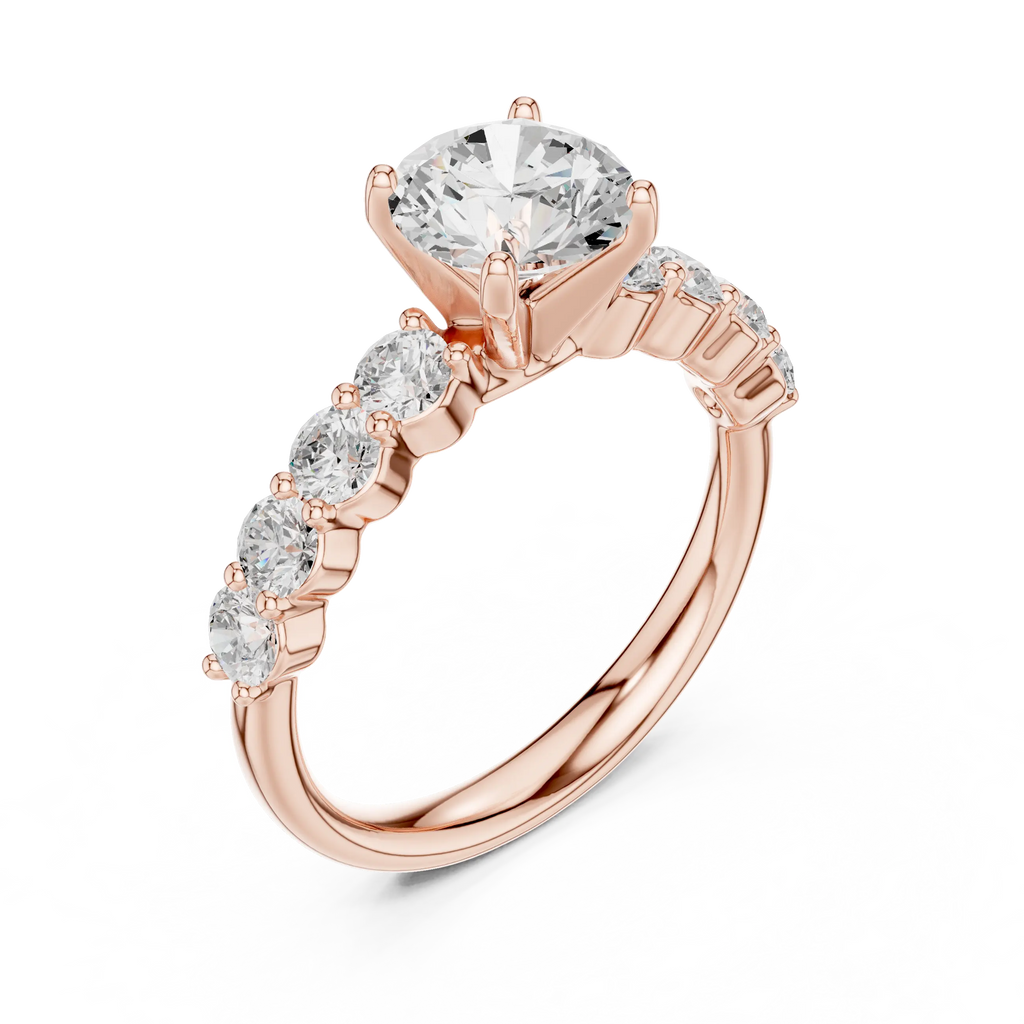 Round Diamond Shared-Prong Engagement Ring in 10k White Gold