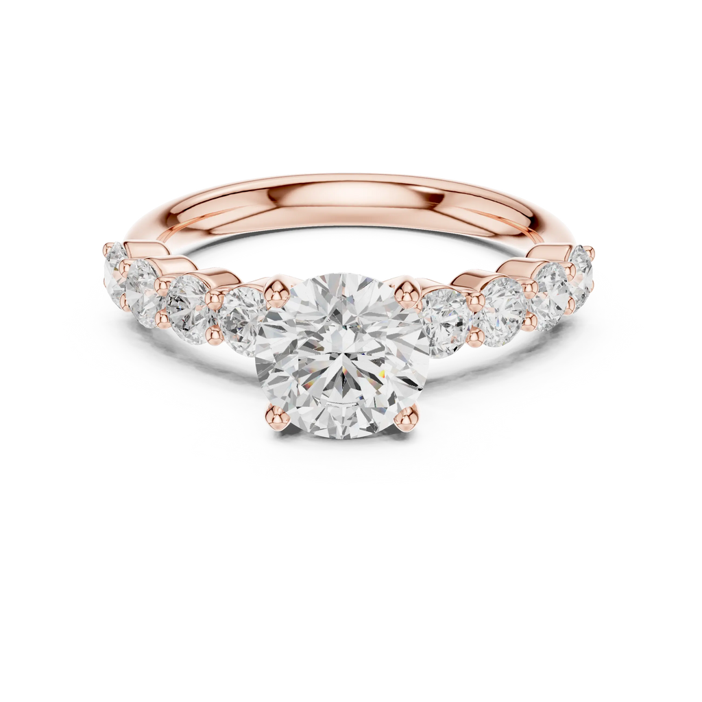 Round Diamond Shared-Prong Engagement Ring in 10k White Gold