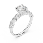 Round Diamond Shared-Prong Engagement Ring in 10k White Gold