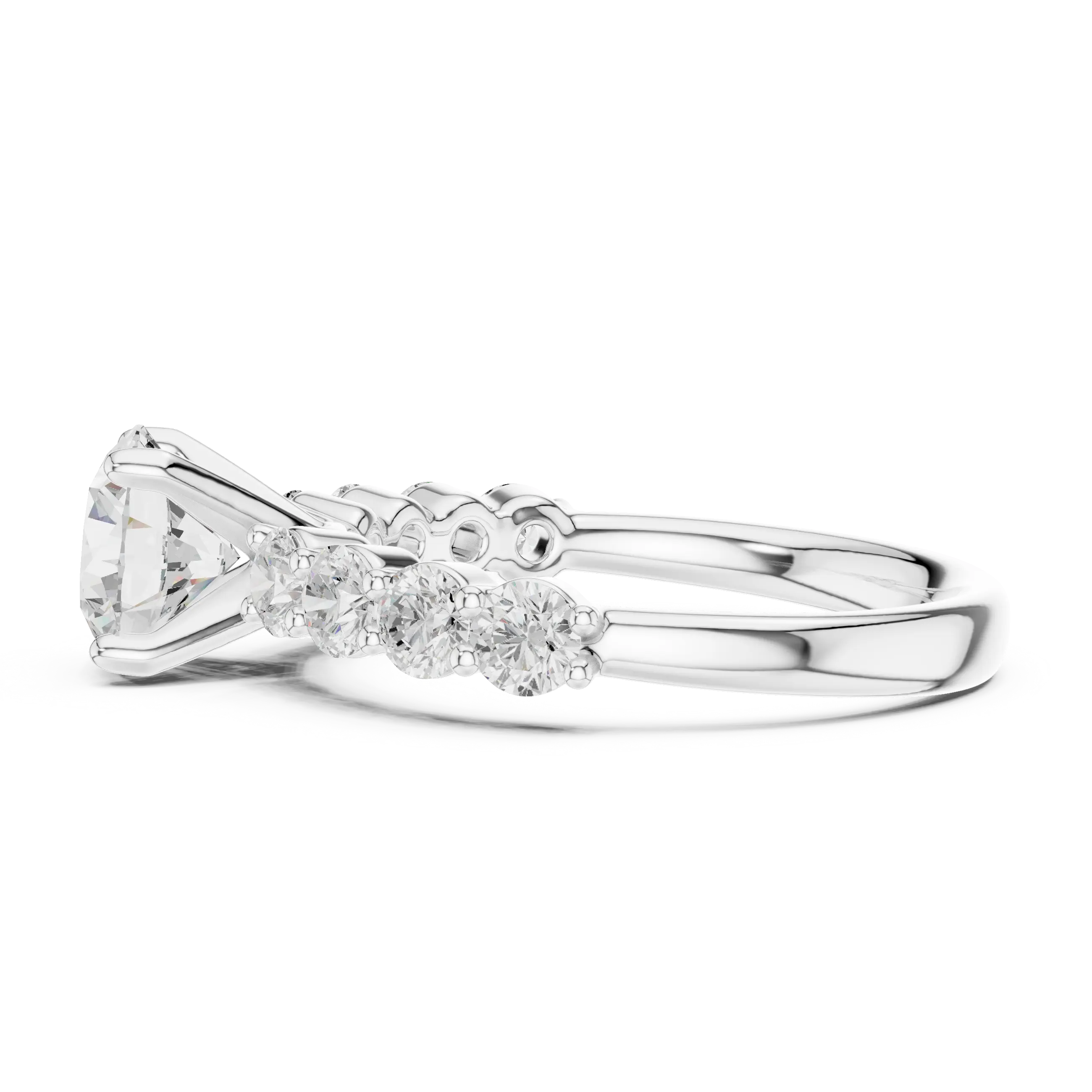 Round Diamond Shared-Prong Engagement Ring in 10k White Gold