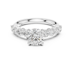 Round Diamond Shared-Prong Engagement Ring in 10k White Gold
