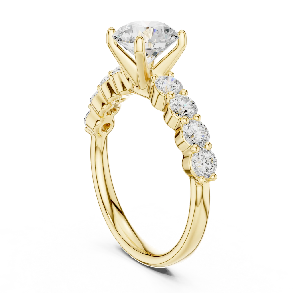 Round Diamond Shared-Prong Engagement Ring in 10k White Gold