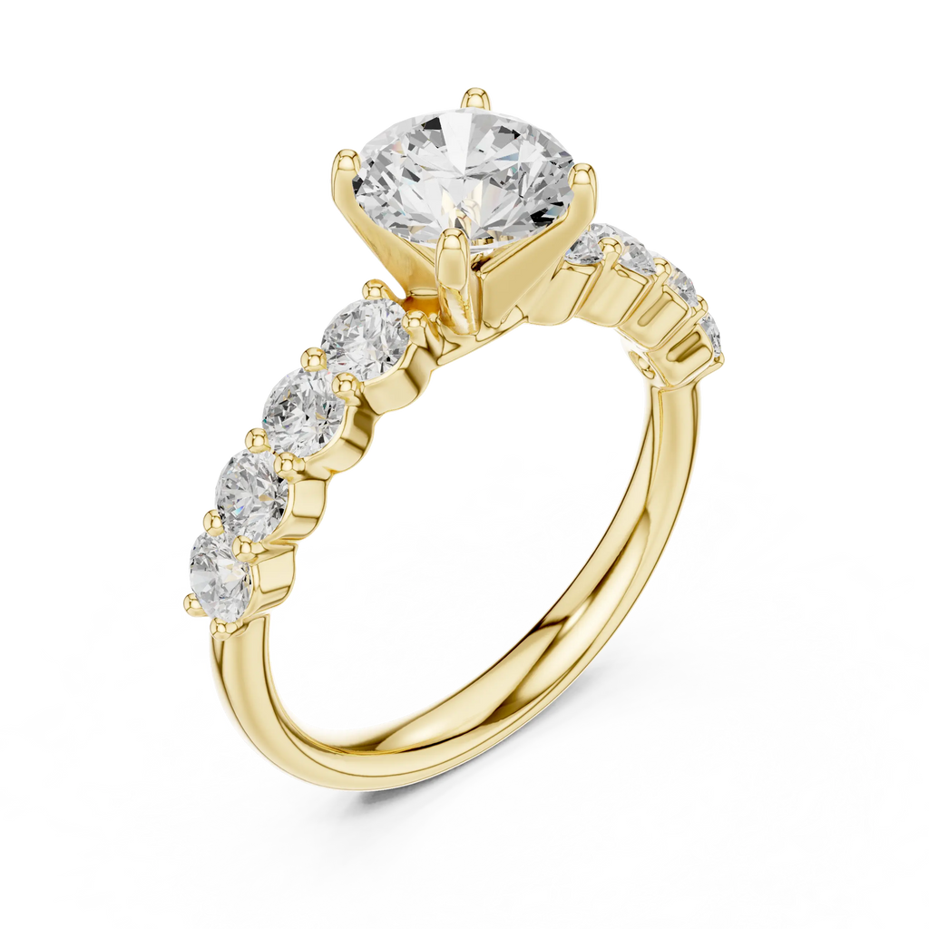 Round Diamond Shared-Prong Engagement Ring in 10k White Gold