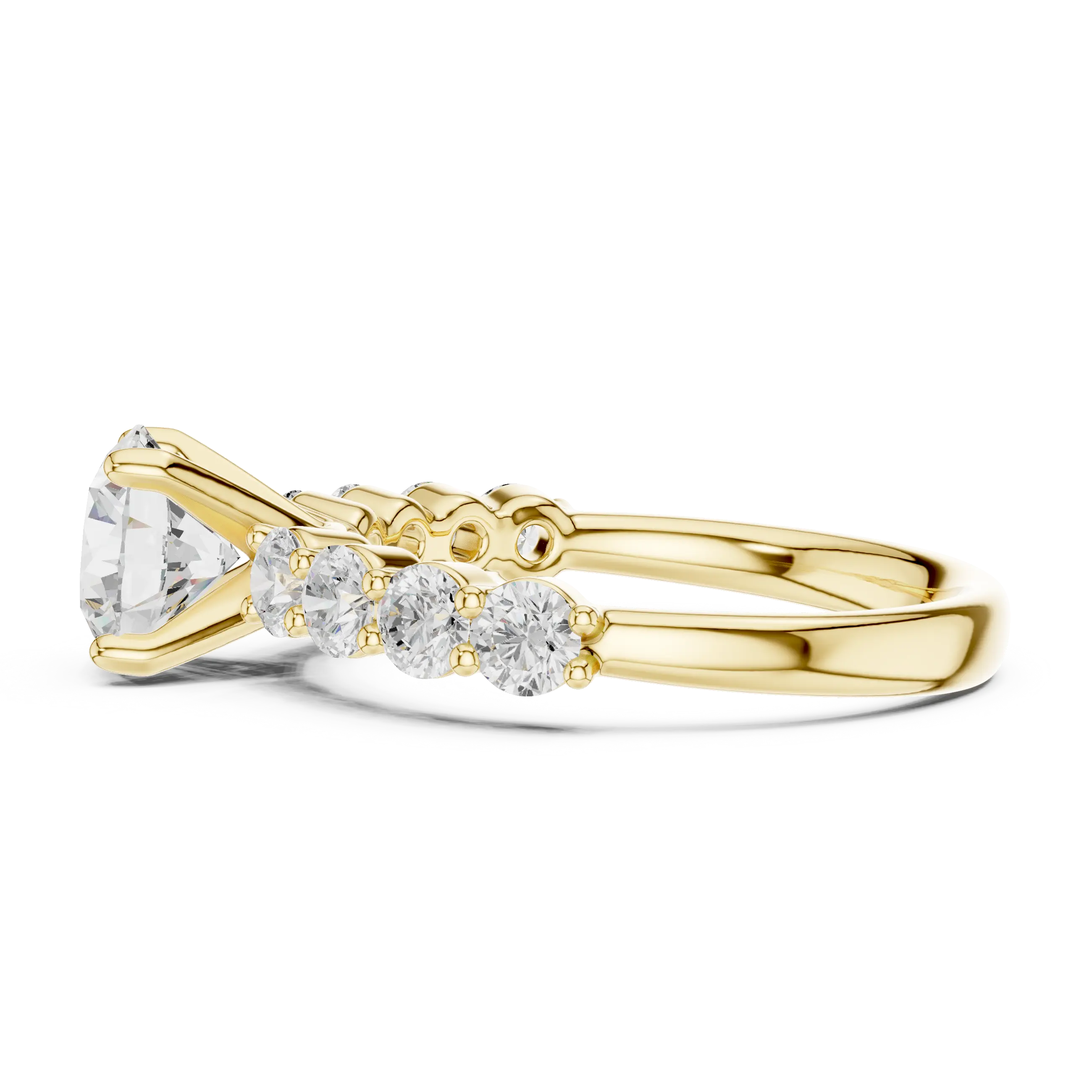 Round Diamond Shared-Prong Engagement Ring in 10k White Gold