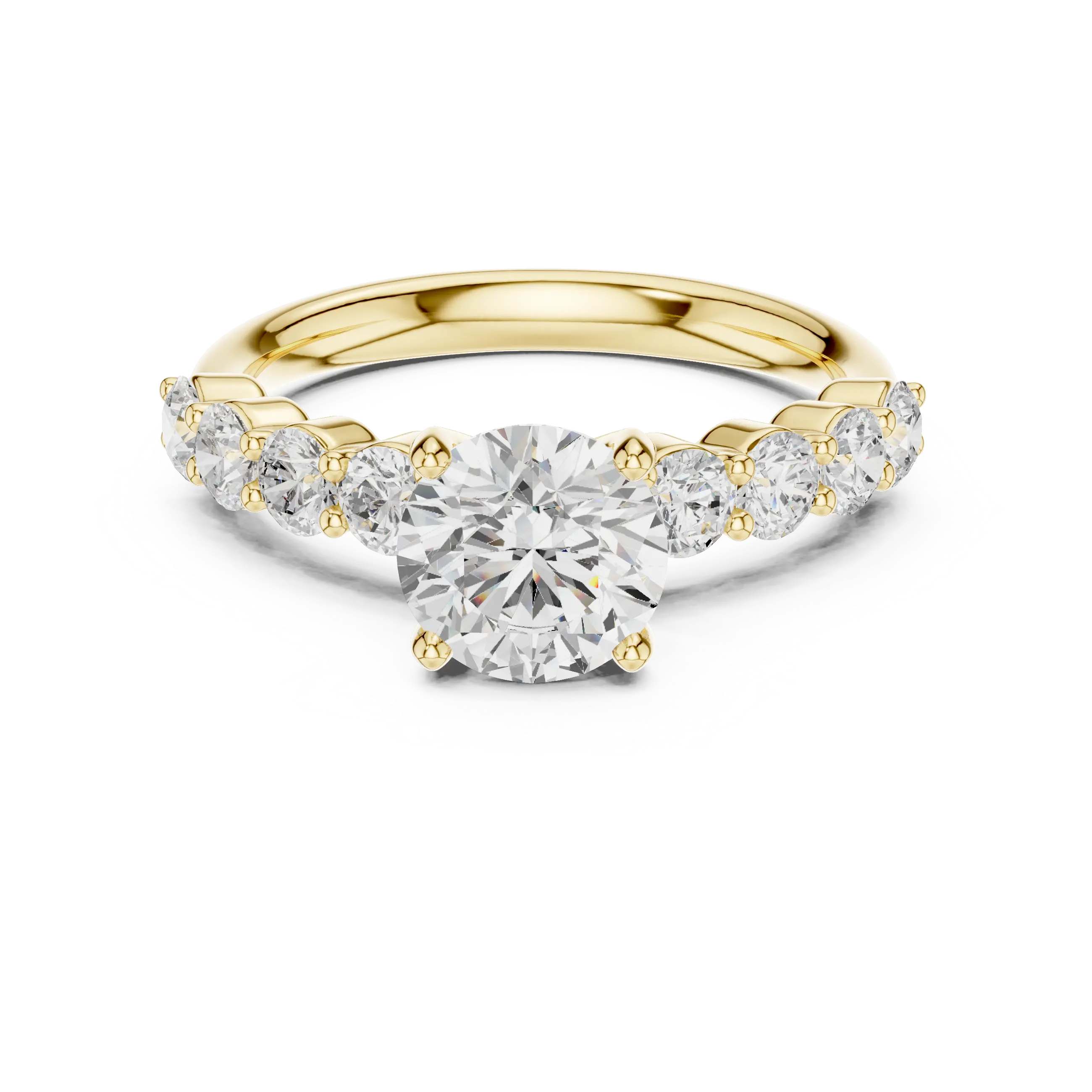 Round Diamond Shared-Prong Engagement Ring in 10k White Gold
