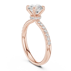 Round Diamond Hidden Halo Pavé Engagement Ring in 18k Yellow Gold