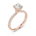 Round Diamond Hidden Halo Pavé Engagement Ring in 18k Yellow Gold