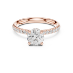 Round Diamond Hidden Halo Pavé Engagement Ring in 18k Yellow Gold