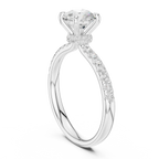 Round Diamond Hidden Halo Pavé Engagement Ring in 18k Yellow Gold