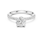 Round Diamond Hidden Halo Pavé Engagement Ring in 18k Yellow Gold