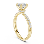 Round Diamond Hidden Halo Pavé Engagement Ring in 18k Yellow Gold