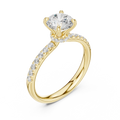 Round Diamond Hidden Halo Pavé Engagement Ring in 18k Yellow Gold