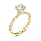 Round Diamond Hidden Halo Pavé Engagement Ring in 18k Yellow Gold