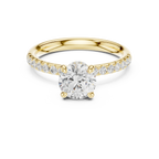 Round Diamond Hidden Halo Pavé Engagement Ring in 18k Yellow Gold