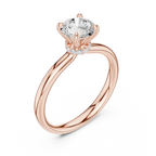 Round Lab Grown Diamond Hidden Halo Solitaire Ring in 14k Rose Gold