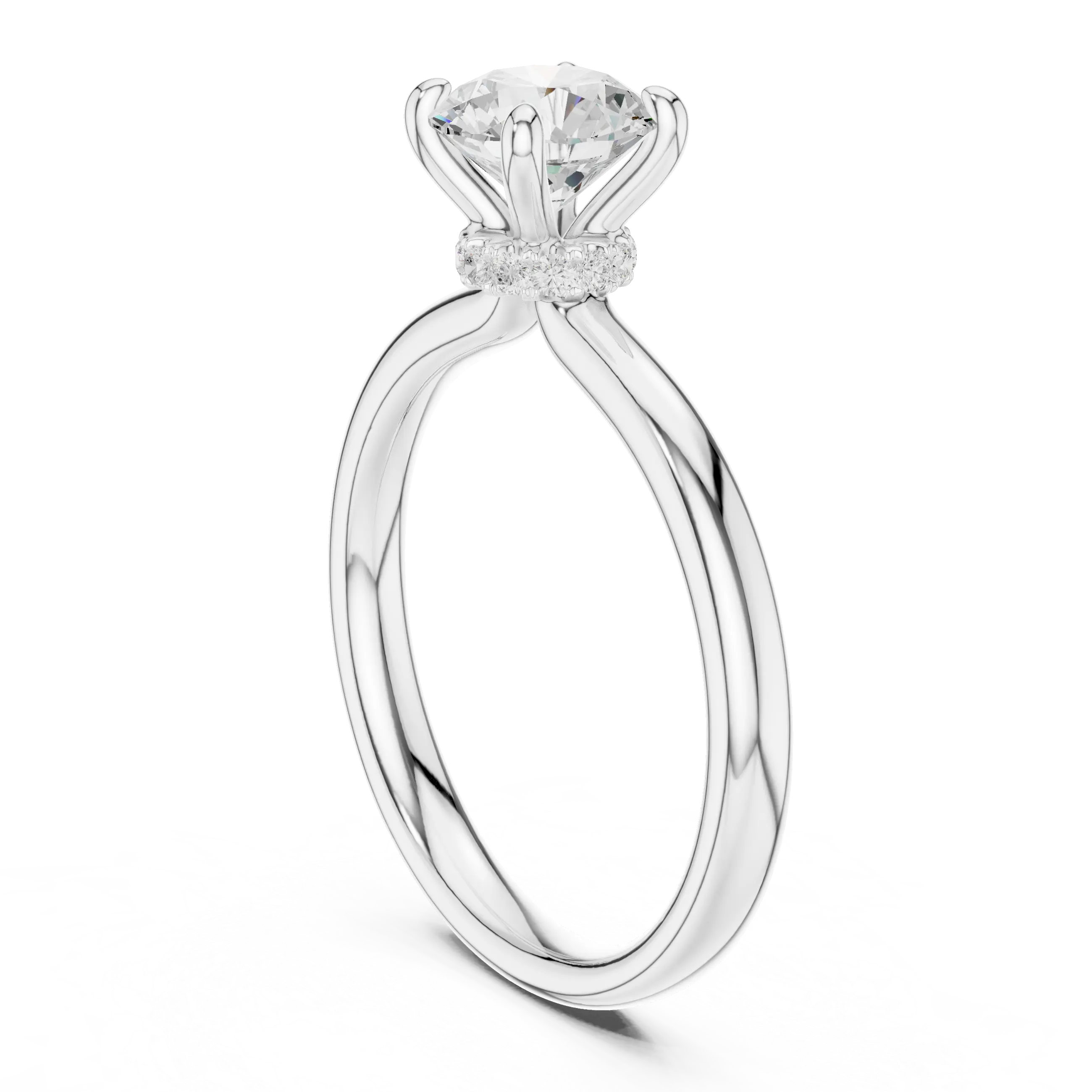 Round Lab Grown Diamond Hidden Halo Solitaire Ring in 14k Rose Gold