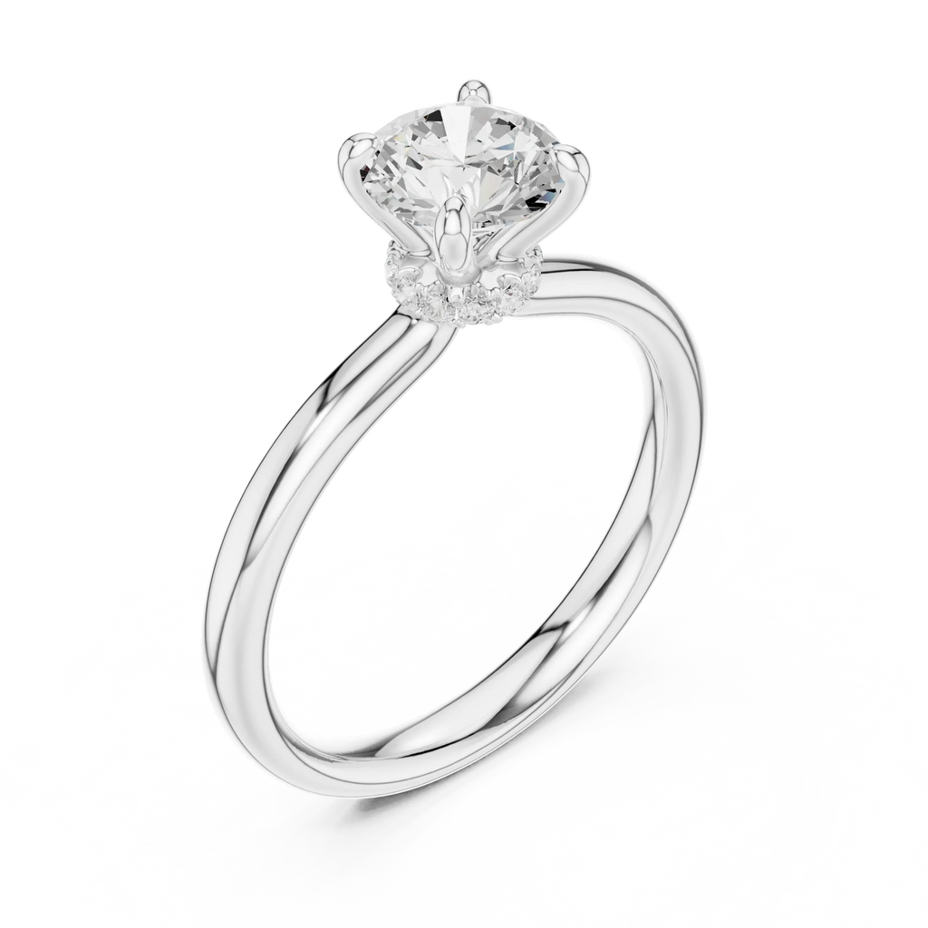 Round Lab Grown Diamond Hidden Halo Solitaire Ring in 14k Rose Gold