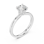 Round Lab Grown Diamond Hidden Halo Solitaire Ring in 14k Rose Gold