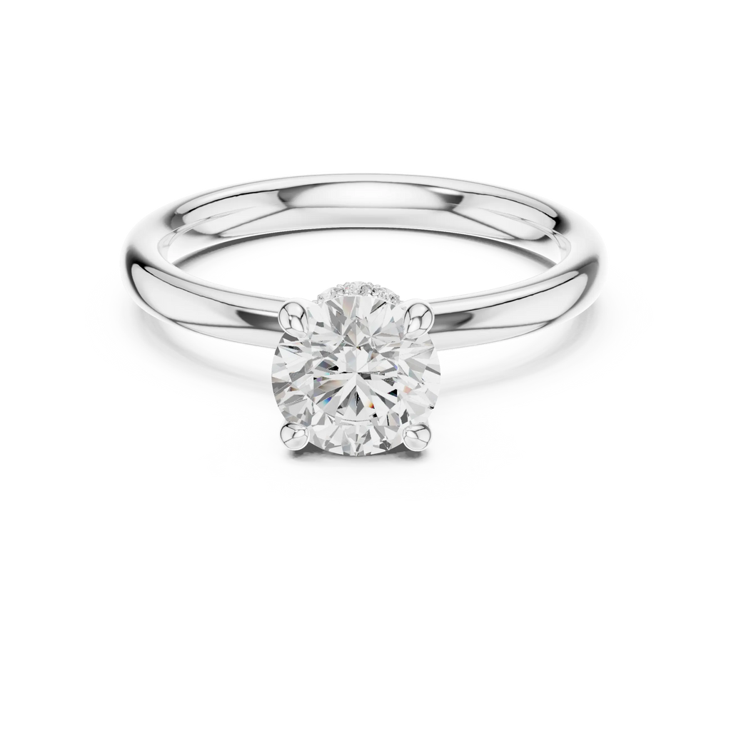 Round Lab Grown Diamond Hidden Halo Solitaire Ring in 14k Rose Gold