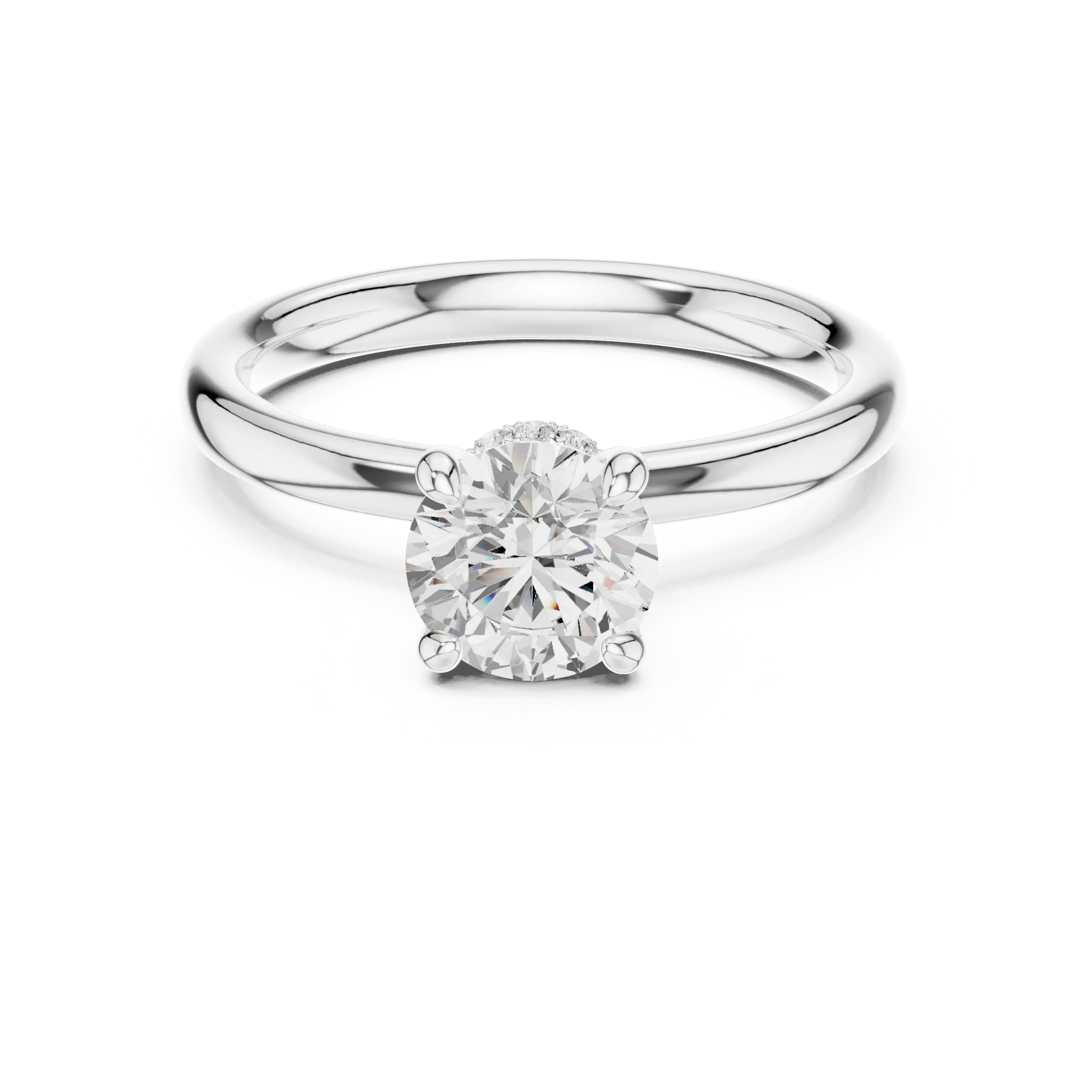 Round Lab Grown Diamond Hidden Halo Solitaire Ring in 14k Rose Gold