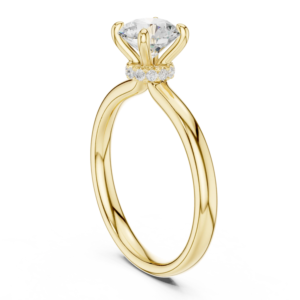 Round Lab Grown Diamond Hidden Halo Solitaire Ring in 14k Rose Gold
