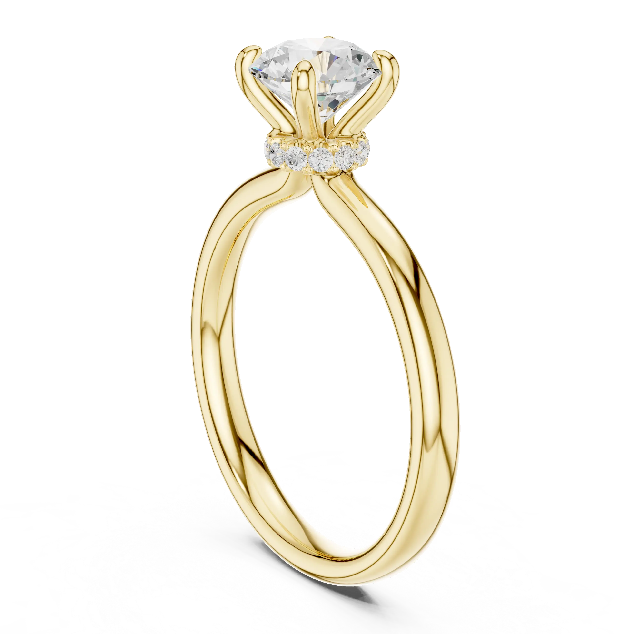 Round Lab Grown Diamond Hidden Halo Solitaire Ring in 14k Rose Gold