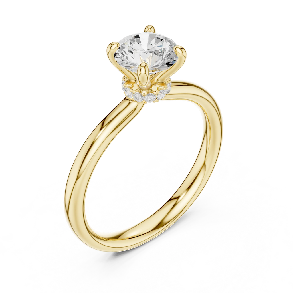 Round Lab Grown Diamond Hidden Halo Solitaire Ring in 14k Rose Gold