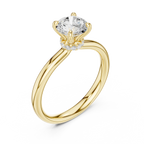 Round Lab Grown Diamond Hidden Halo Solitaire Ring in 14k Rose Gold