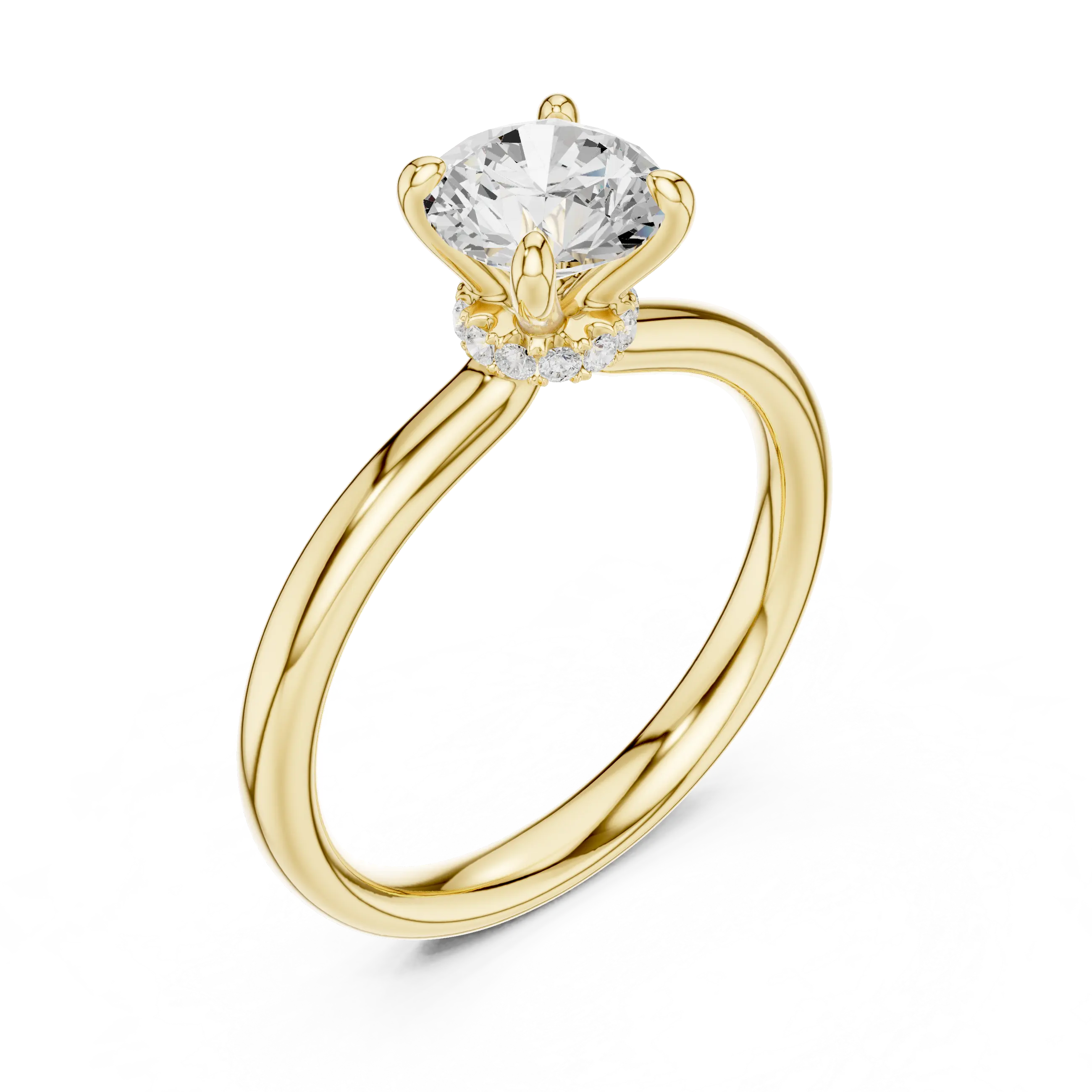 Round Lab Grown Diamond Hidden Halo Solitaire Ring in 14k Rose Gold