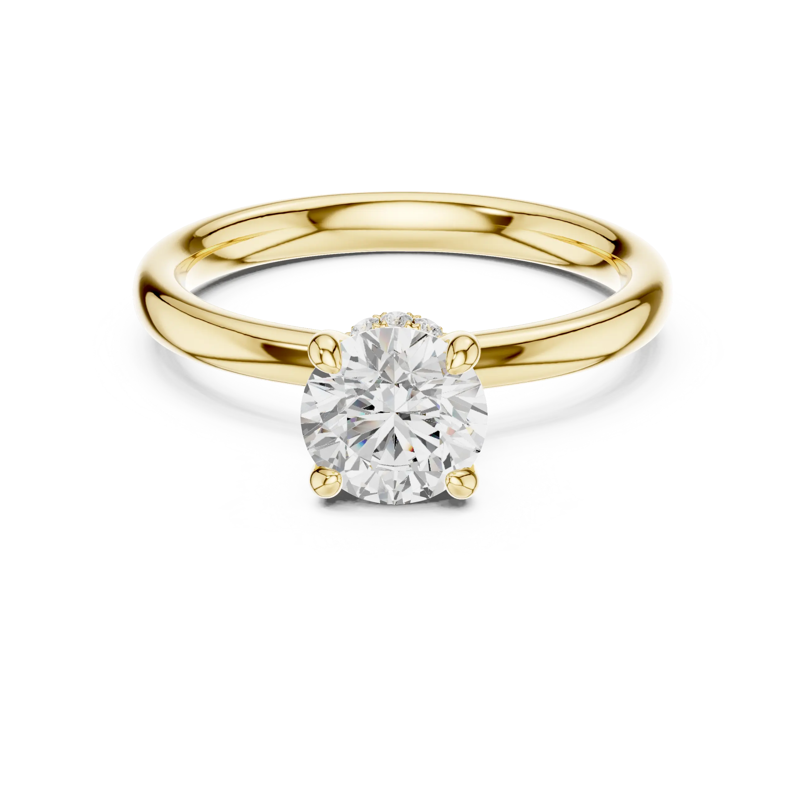 Round Lab Grown Diamond Hidden Halo Solitaire Ring in 14k Rose Gold