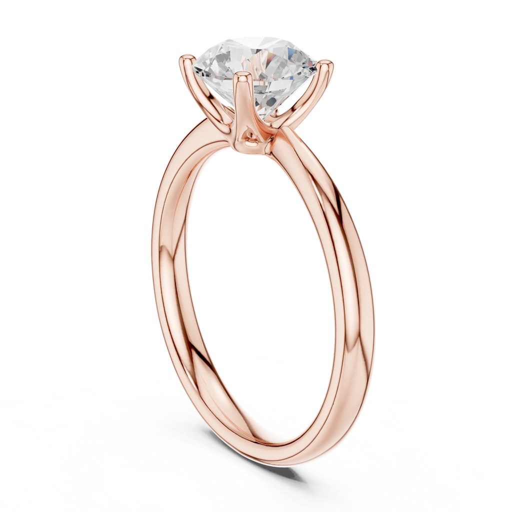 Round Brilliant Diamond Petal Solitaire Ring in 10k Yellow Gold