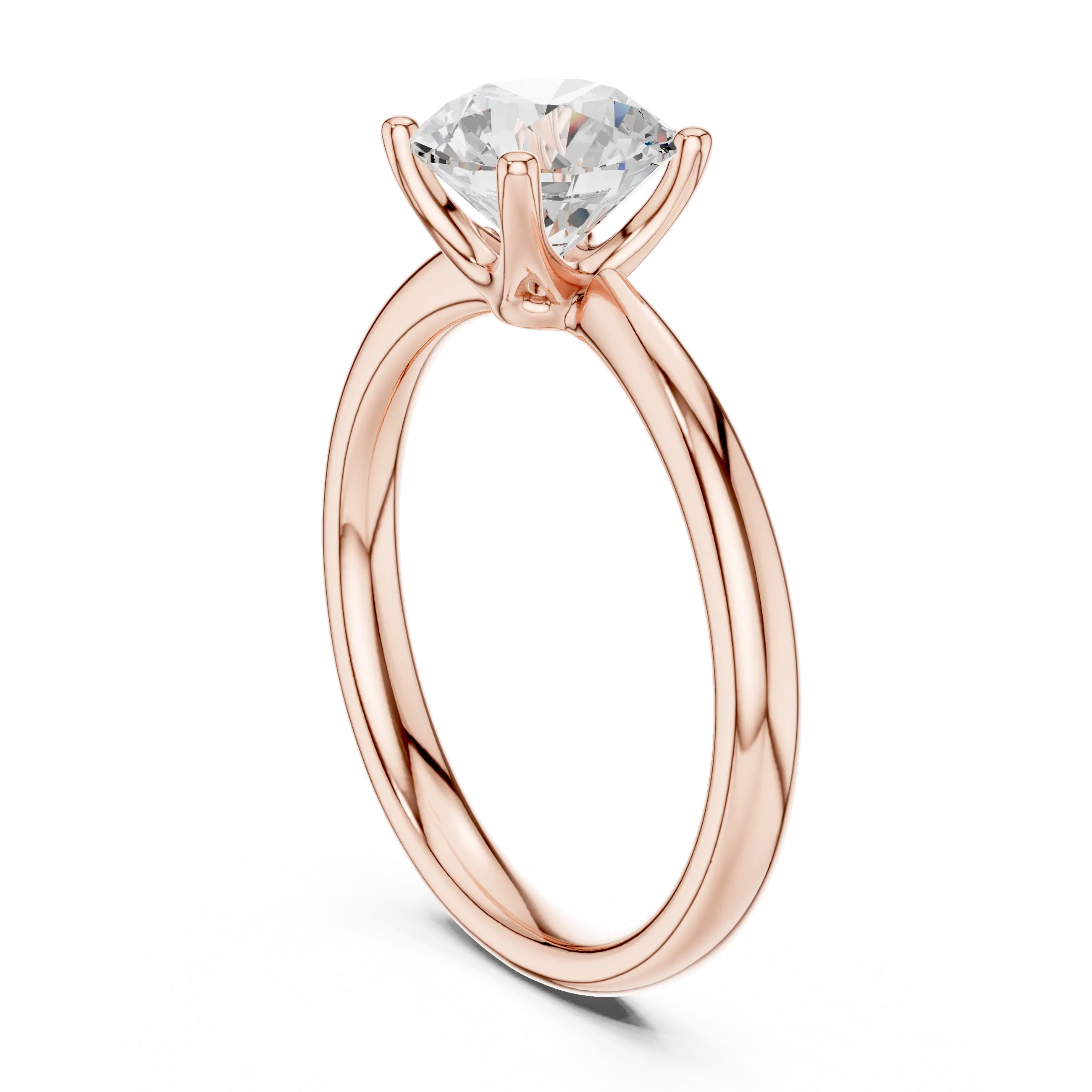 Round Brilliant Diamond Petal Solitaire Ring in 10k Yellow Gold
