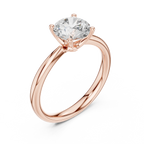 Round Brilliant Diamond Petal Solitaire Ring in 10k Yellow Gold
