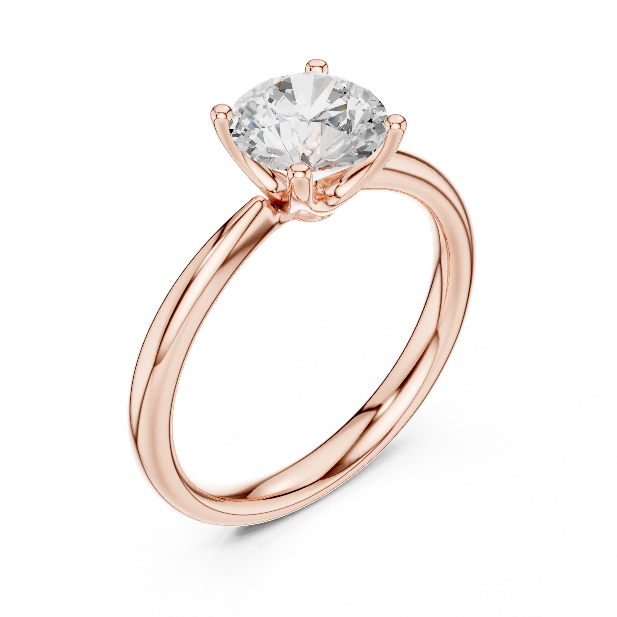 Round Brilliant Diamond Petal Solitaire Ring in 10k Yellow Gold